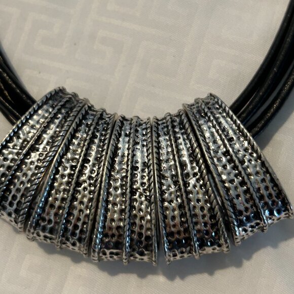 Silver Multi leather Necklace, with Silver - Picture 6 of 8